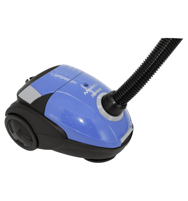 Sonashi SVC-9024 Canister Vacuum Cleaner with 1600W motor, low noise, 1.5L dust bag, flexible hose, and built-in wheels