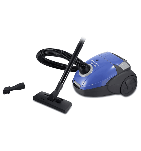 Sonashi SVC-9024 Canister Vacuum Cleaner with 1600W motor, low noise, 1.5L dust bag, flexible hose, and built-in wheels