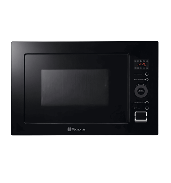 "Tecnogas MN0K63B built-in microwave oven with 25L capacity, grill function, black matte finish, and designed for 60x40 cm installation."