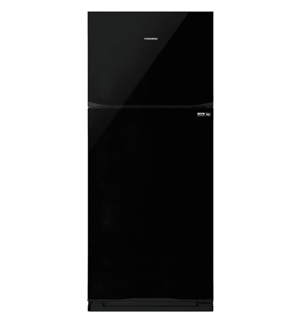 "Tornado RF-480T-BK No Frost Refrigerator – 396L, Black, Ag+ Nano Deodorizer, Hybrid Cooling System, LED Lighting, Energy-Efficient, Low Noise Design."