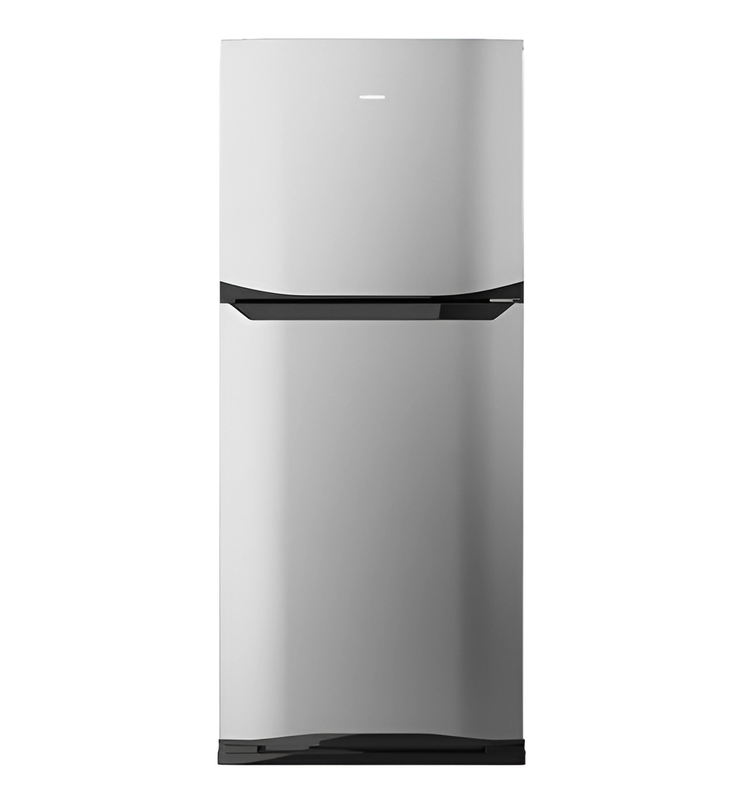 "Tornado RF-40FT-SL No Frost Refrigerator – 355L, Silver, Plasma Deodorizer, LED Lighting, Hardy Glass Shelves, Eco-Friendly, Low Noise Design"