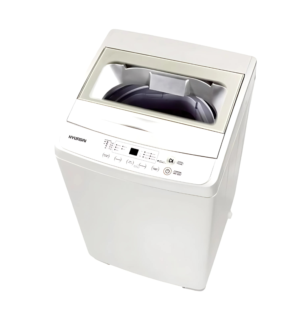 Hyundai TL16WW Full Automatic Top Load Washing Machine in White – 16Kg capacity, hot & cold water inlets, auto restart function, and built-in pump.