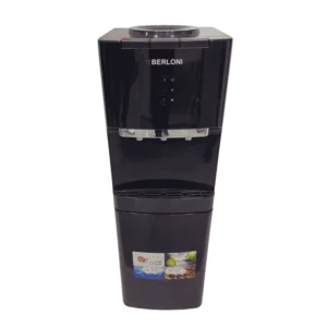 Close-up of push-tap control panel and removable drip tray on Berloni BWD903BL water dispenser