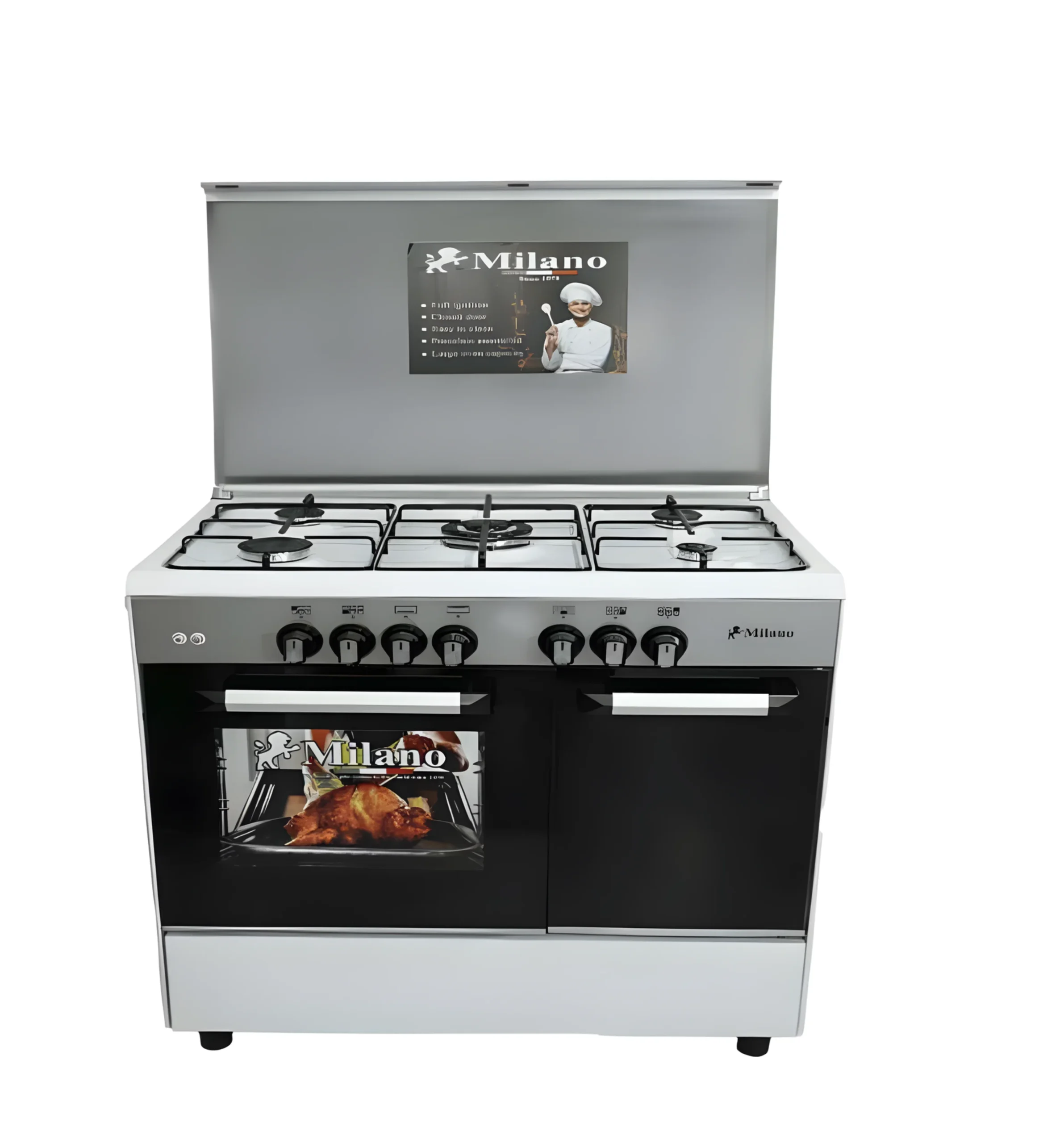 Milano GN-95WH 90cm white gas cooker with 5 burners